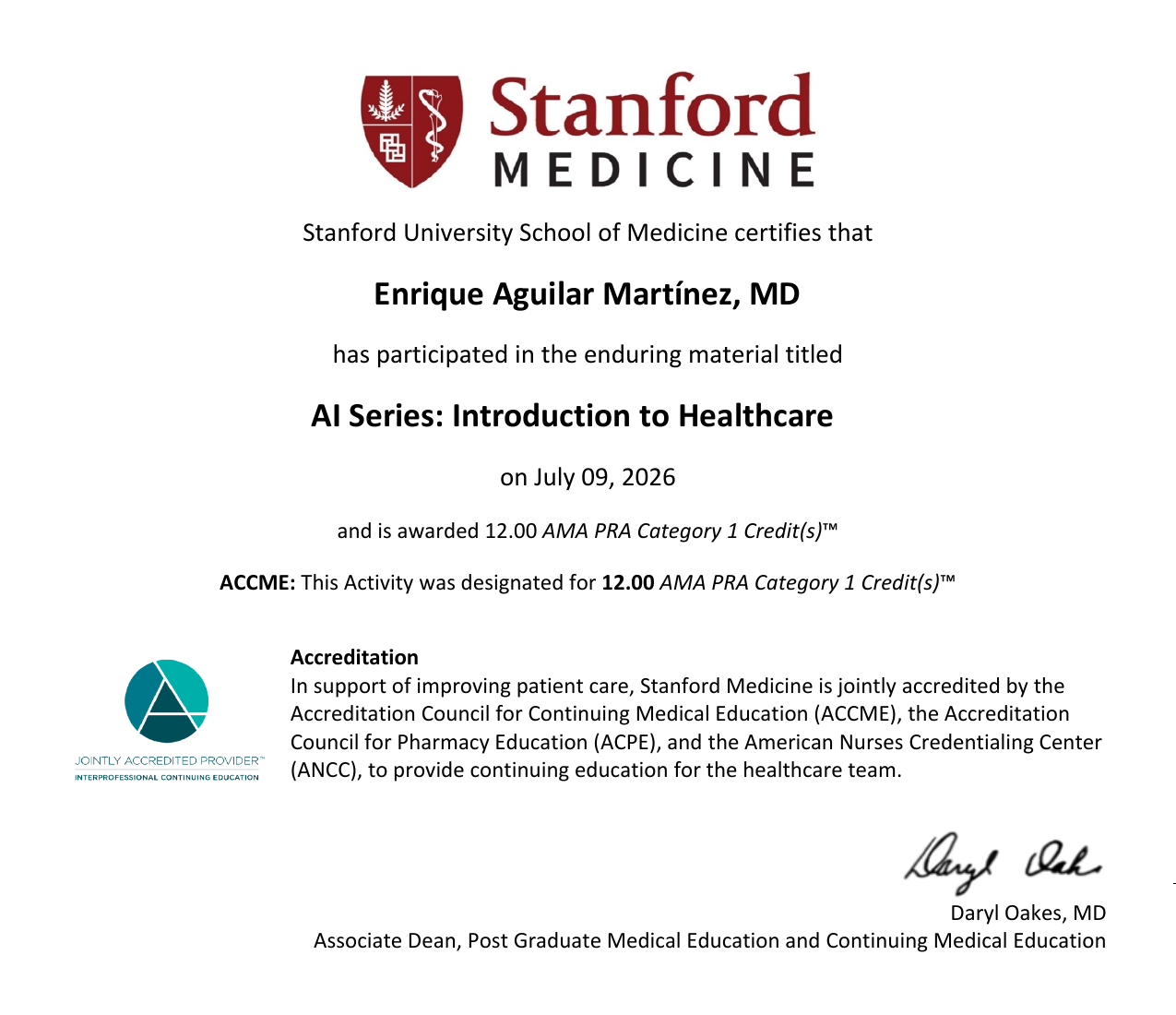 AI Series: Introduction to Healthcare · 12.00 AMA PRA Category 1 Credits