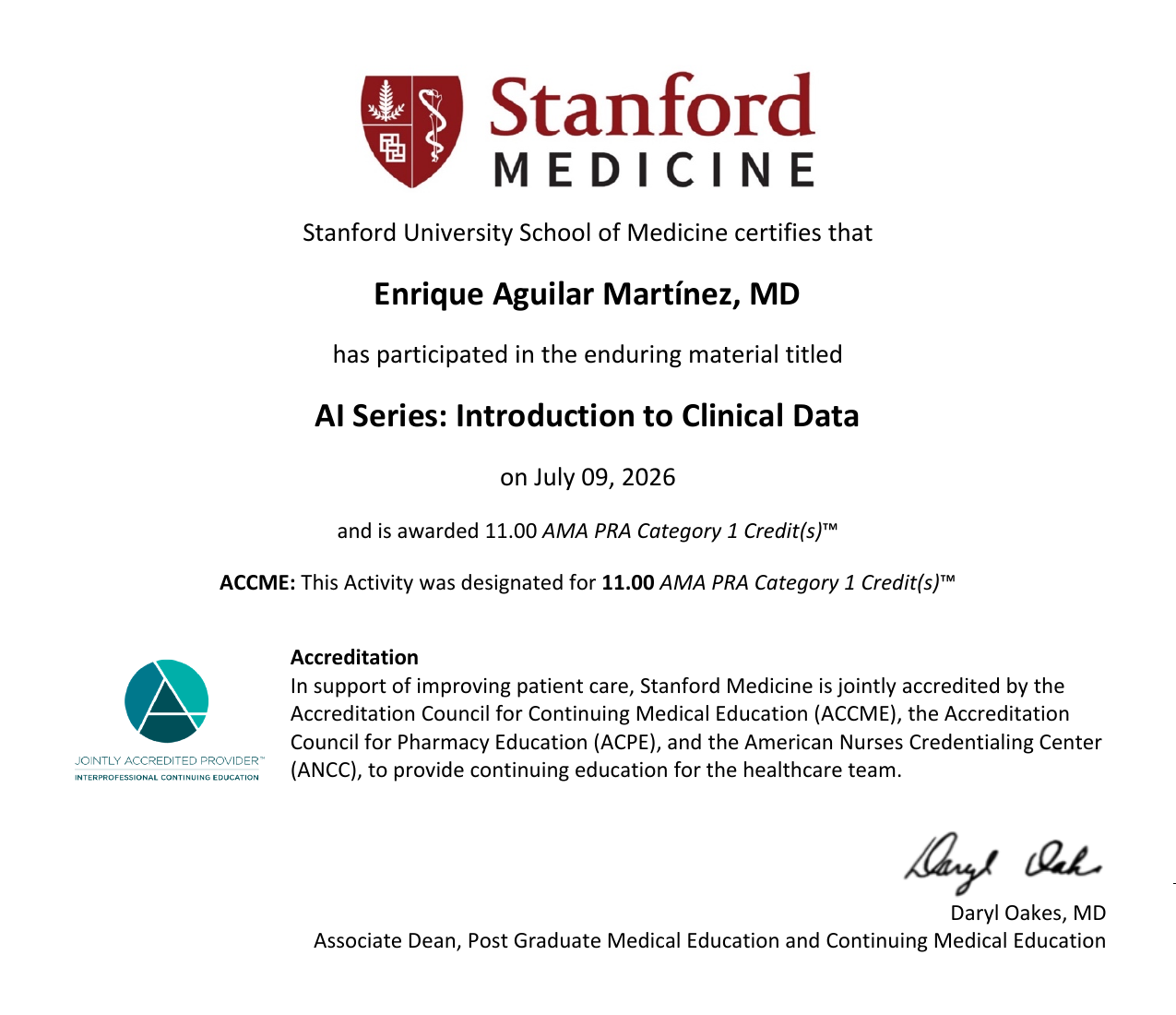 AI Series: Introduction to Clinical Data · 11.00 AMA PRA Category 1 Credits